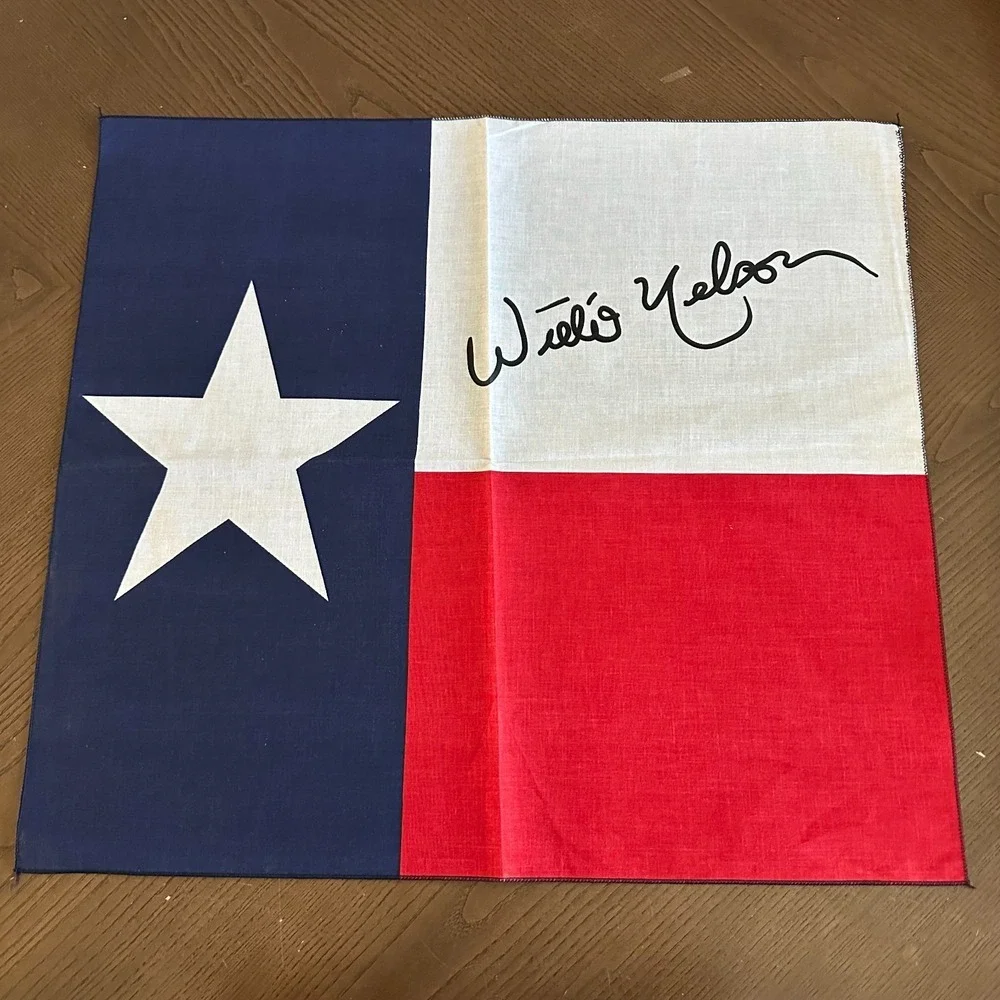 Vintage Willie Nelson Texas Flag 23'' x 21'' Bandana Country Music Memorabilia